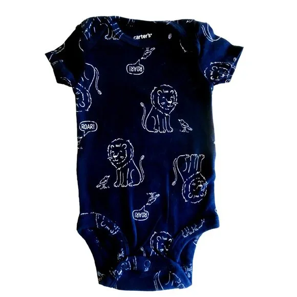 Carter's Boys 1-Pc Short Sleeve Knit Bodysuits 3M Pullover Snap Crotch Set of 4 - Picture 4 of 16